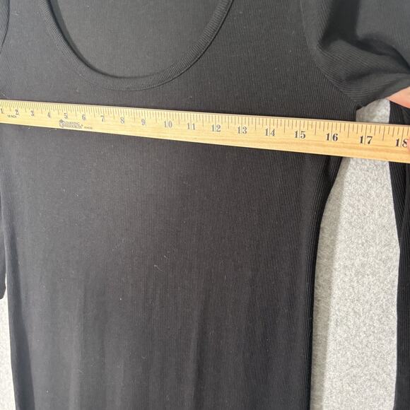 The Nines Hatch Maternity Dress Medium Midi Ribbed Slits Minimal Quiet Basic - Picture 9 of 12